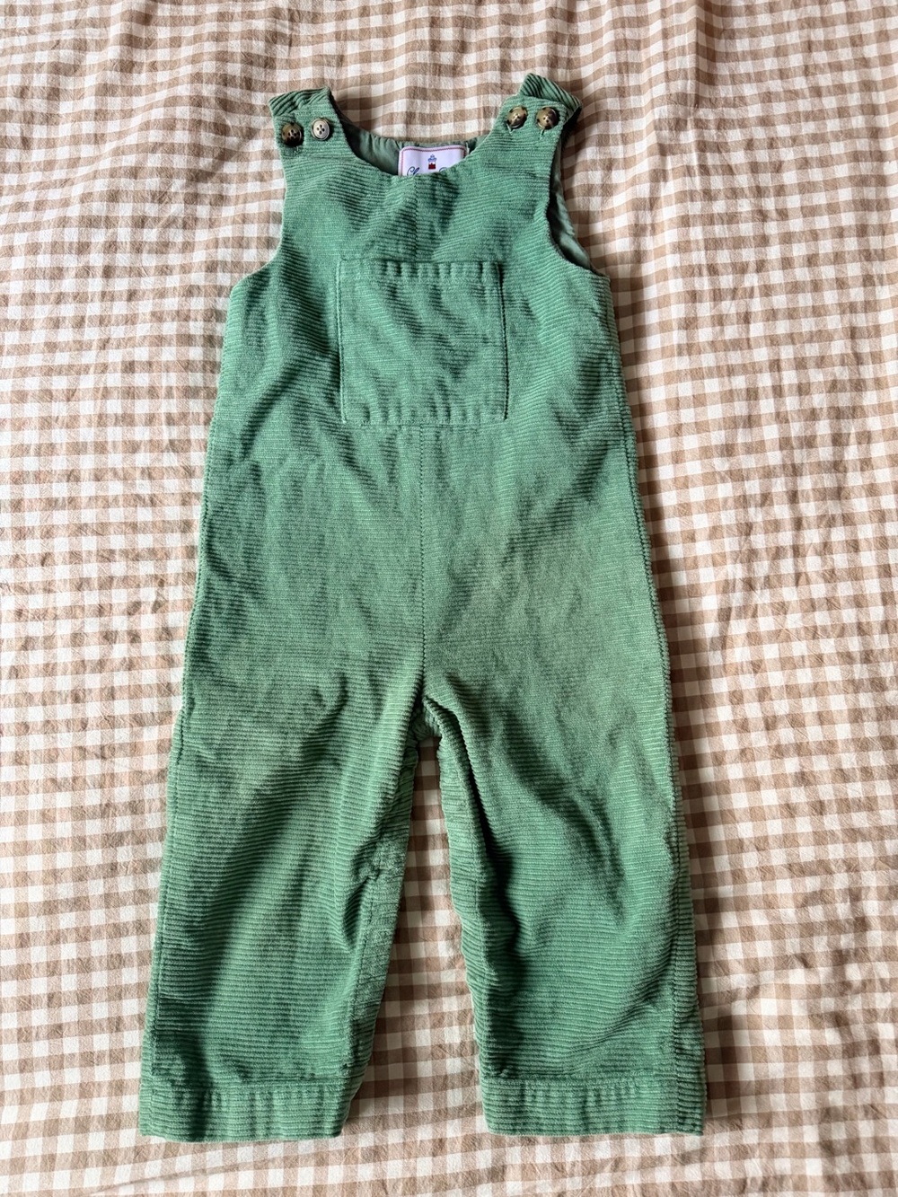 Classic Prep Green Corduroy Overalls for Kids